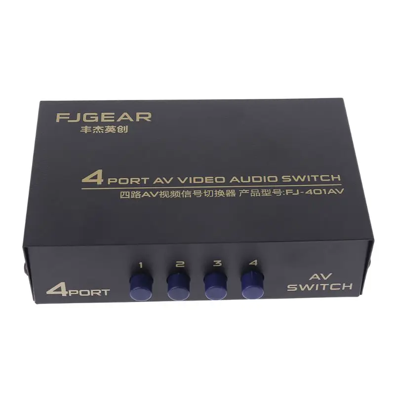 4 порта AV аудио видео RCA 4 входа 1 выход Переключатель Селектор сплиттер коробка Jy17 19 Прямая поставка