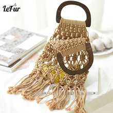 LEFUR Соломенная Сумка летние пляжные сумки для женщин ротанговая Сумка-тоут тканые сумки с кисточкой веревка портативная Повседневная сумка Feminina