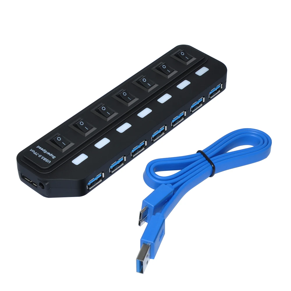 NEW USB HUB 3.0 Super Speed 5Gbps 7 Ports USB 3.0 HUB USB Splitter With On/Off Switch Platooninsert For Computer Peripherals