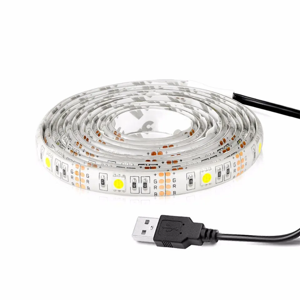 5V-50CM-1M-2M-3M-4M-5M-USB-Cable-Power-LED-Strip-light-lamp-Tape-SMD 1
