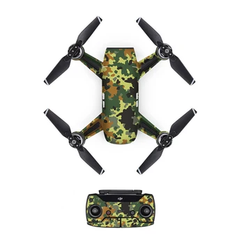 

[DJS0011] Cool Camouflage PVC Decal Skin Sticker For DJI Spark Drone body + remote Controllers + 3 Battery Protective Cover