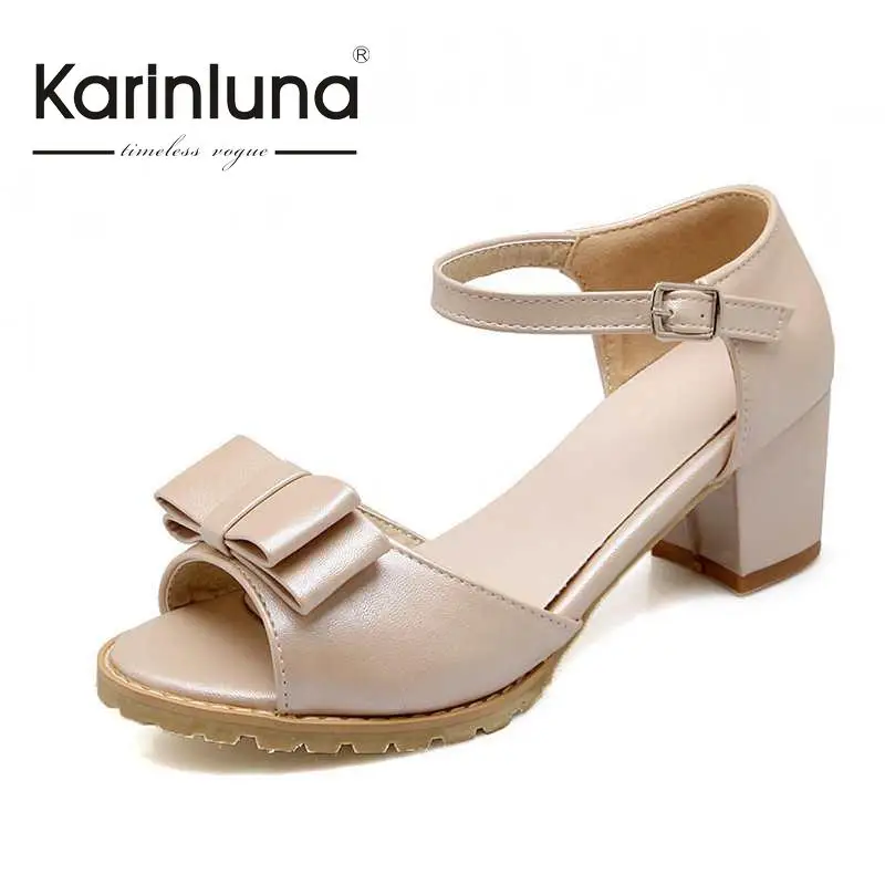 

princess style candy colors peep toe summer shoes sweet bowtie platform square heels 2016 new arrivals buckle cover heel sandals