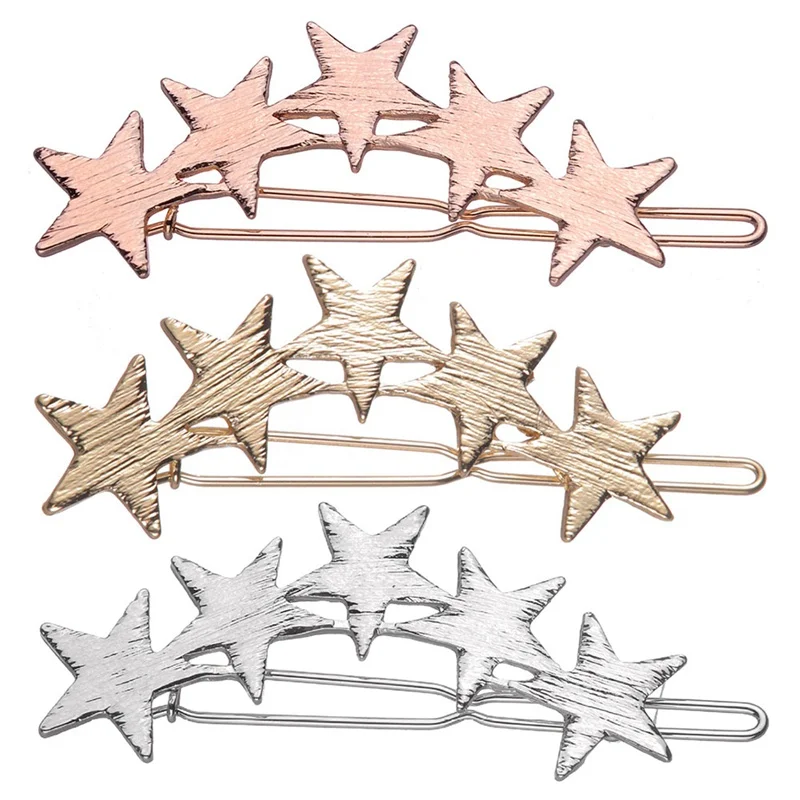 

1PC New Fashion Alloy Stars Barrettes Women Vintage Hair Clips Silver Gold Hairpins Hairgrips Hair Accessories For Lady Girls