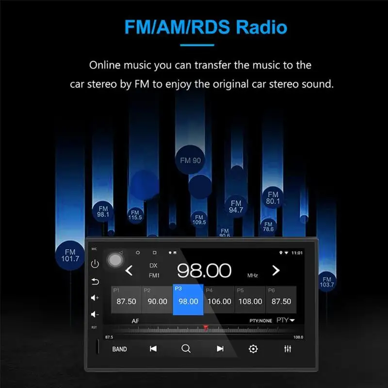 Excellent 7inch 1DIN Bluetooth Car Stereo Player GPS Android 8.1 WiFi USB AM FM RDS Radio Receiver Head Unit Car Multimedia Player 5