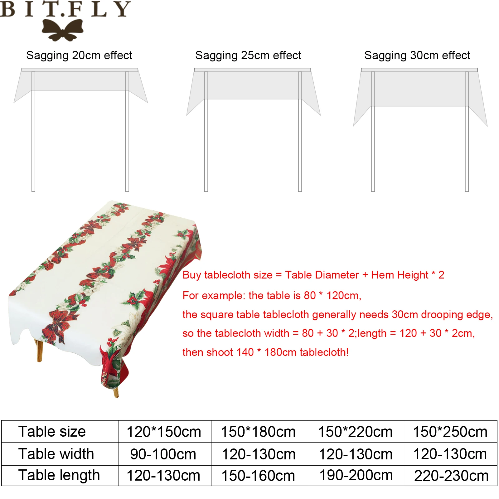 Скатерть BITFLY для прямоугольной новогодней рождественской скатерти покрытие нетканое полиэфирное печатное украшение купола покрытие