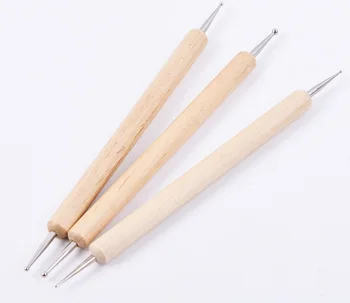

Pack of 3pcs Ball Stylus Polymer Clay Pottery Ceramics Sculpting Modeling Wooden Handle Polymer Clay Tools