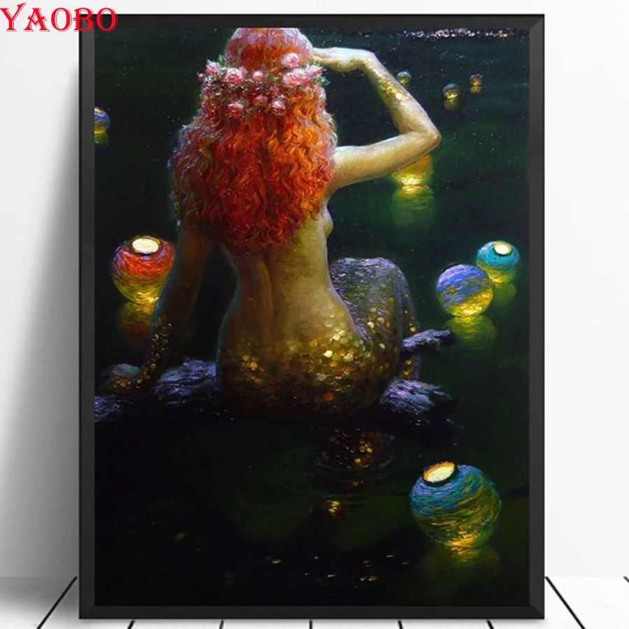 

5D Rhinestones Pictures Diamond Embroidery Mermaid full drill square round 5d diy Diamond Painting kit diamond mosaic sale
