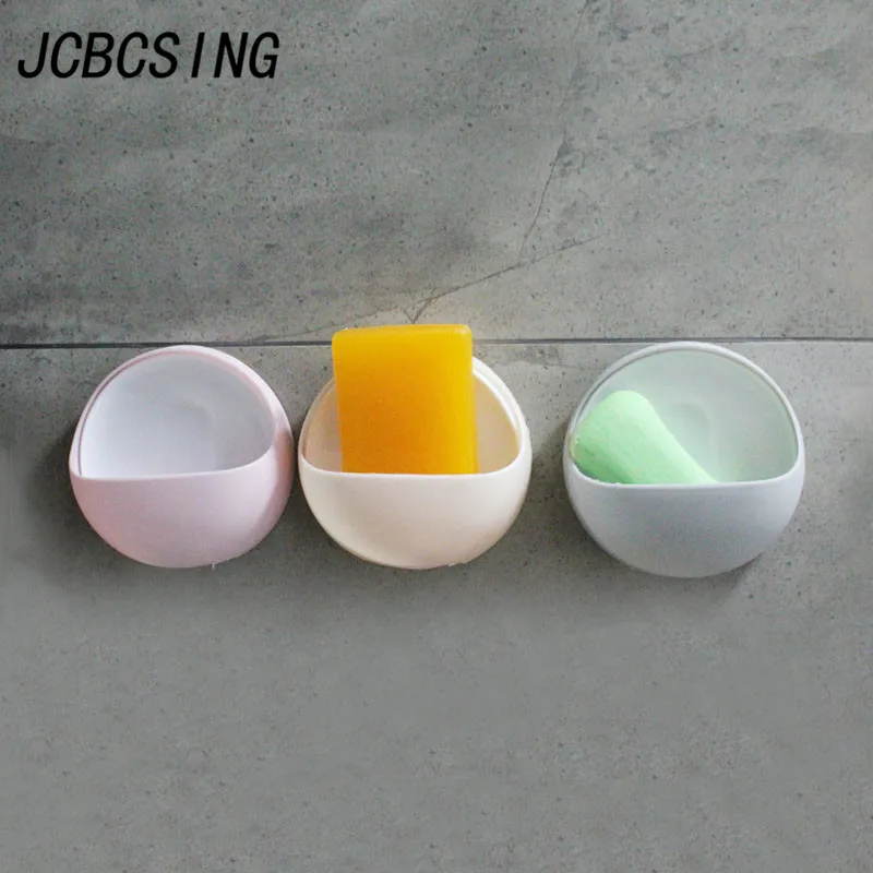 

JC 1PC Bathroom Soap Bath Brushes Storage Holder Kitchen Sink Storage Box Suction Cup Storage Rack Bathroom kitchen Accessories