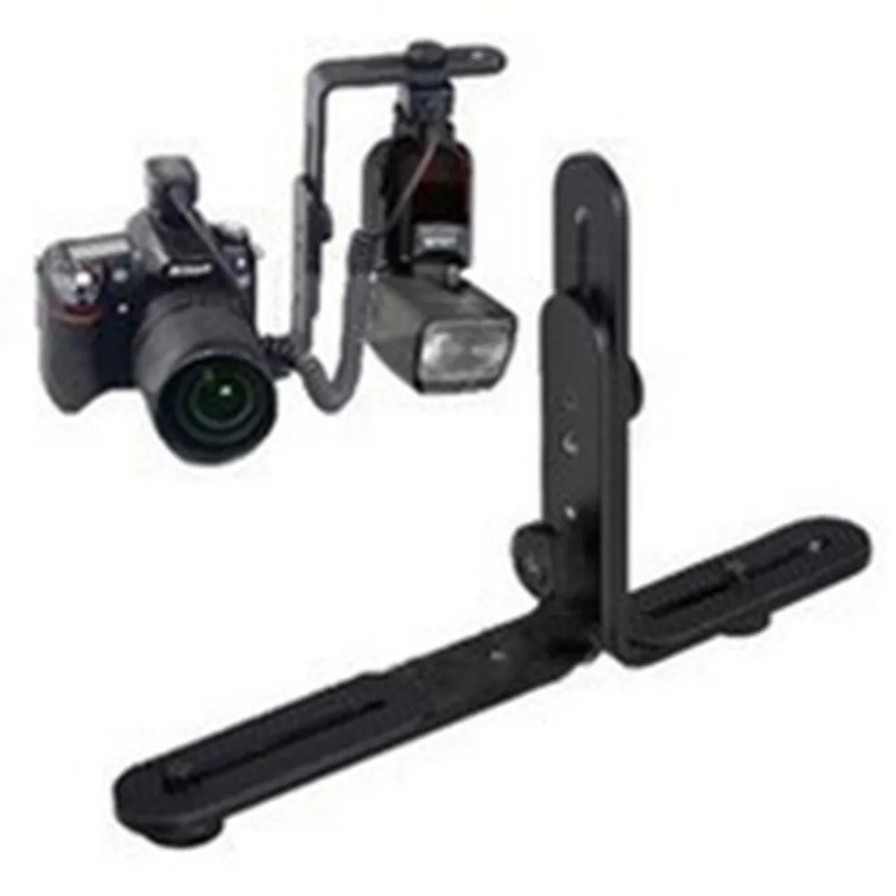 Beste Universele End Licht Standhouder Dual Flash Hot Shoe Bracket Mount T Vormige Flash Light Bracket Camera Accessoires