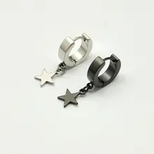 Ухо пять звезд титановые серьги heterochrosis мужские серьги из нержавеющей стали женские панк Популярные черные
