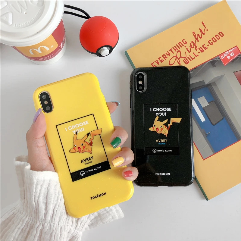 

Cartoon Pokemon Pikachu Silicone Phone Case For iPhone XS MAX XR 6 6s 7 8 Plus Quicksand Glitter soft back cover Fundas