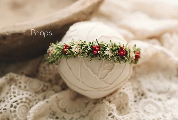 Christmas headwear ~little red balls~ real dried flowers series ~ baby photo hair ornaments newborn photography props headbands
