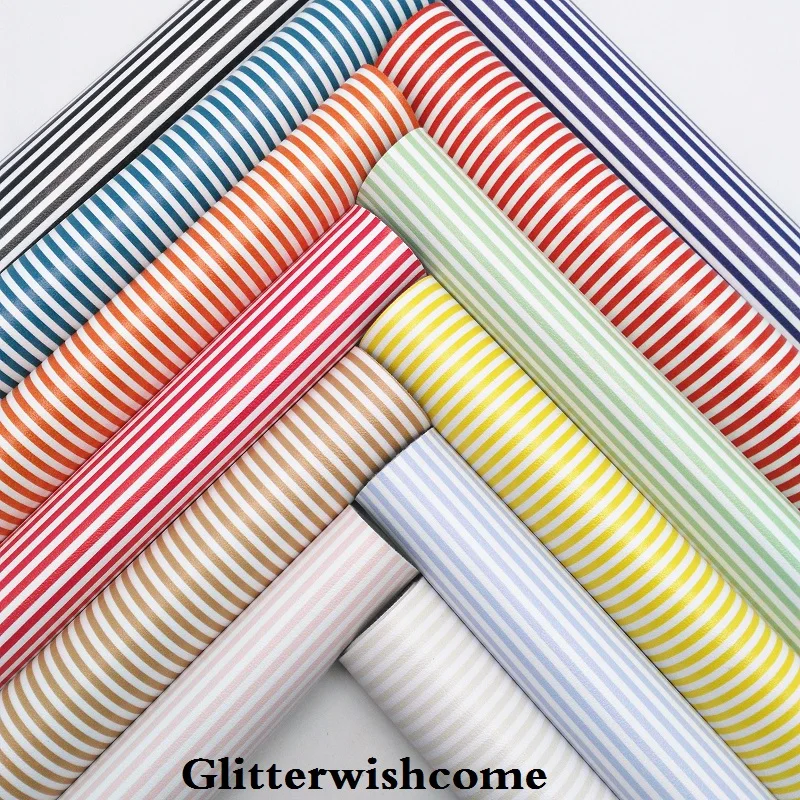 

Glitterwishcome 21X29CM A4 Size Vinyl For Bows Printed Stripes Leather Fabirc Faux Leather Sheets for Bows, GM184A