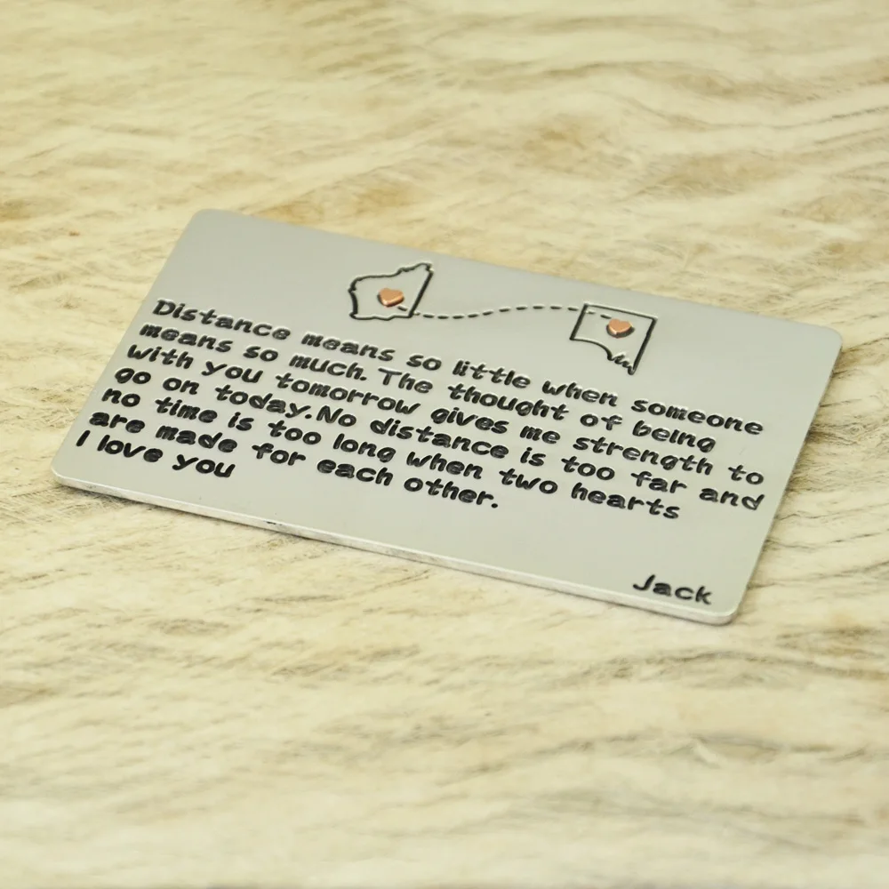 Personalised Map Wallet Keepsake Card Engraved Wallet Card Anniversary, Wedding Day Gift, Groom's Gift for Him
