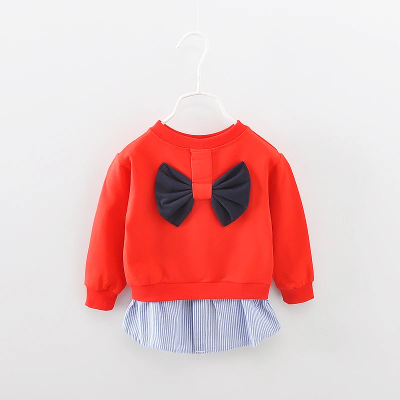 

Baby Girl Hoodie Shape Dress Front Big Bow Backside Painted Number 5  Special Design for toddler Girls Spring age 1 2 3 4 Years