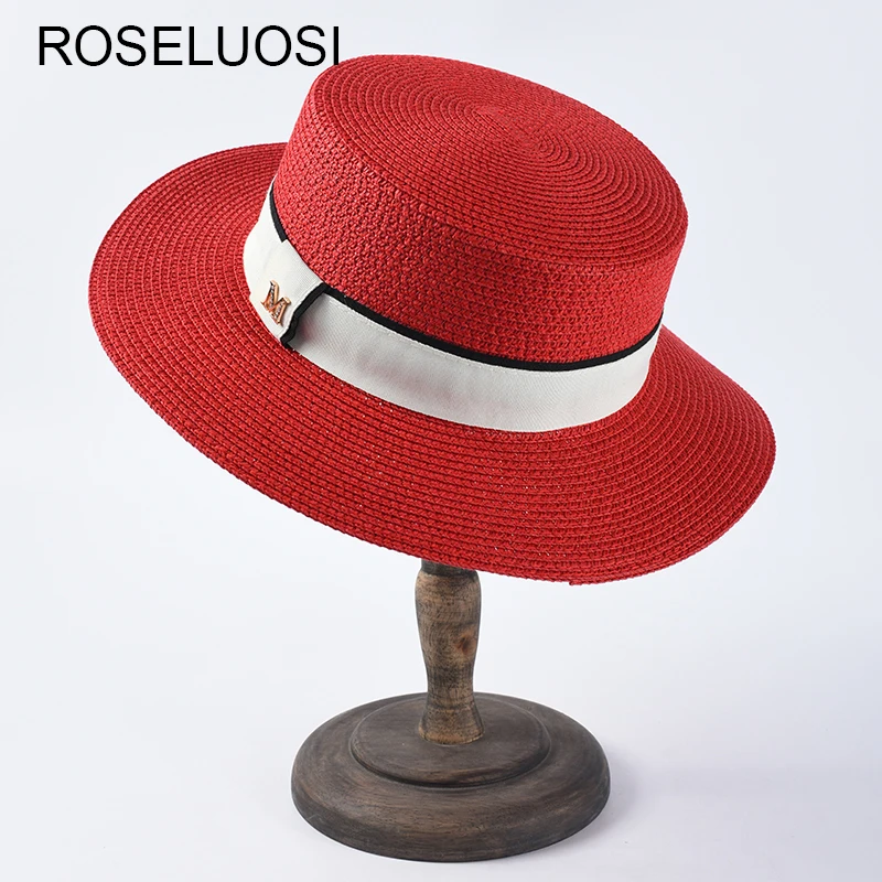 Женская соломенная шляпа ROSELUOSI летняя пляжная на плоской подошве Sombrero Mujer |