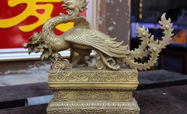 

Collectible bronze lion statue S0784 10 Chinese Copper Brass Home Feng Shui Lucky Fly Phoenix Bird Hold flower Statue B0403