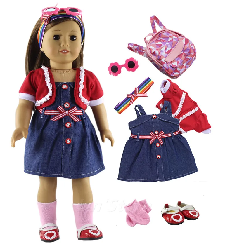 6in1 Set Doll Clothes Outfit Clothes+bag+sock+shoes Fashion Casual Wear