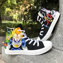 Вэнь ручная роспись унисекс парусиновая обувь Dragon Ball битва богов Супер Saiyan Goku Вегета Whis Beerus высокие Аниме Спортивная