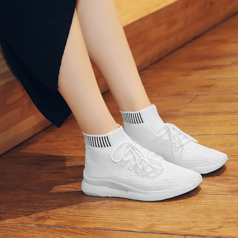 

Women Spring Sneakers Knitting Female Vulcanized Shoes Casual Slip On Flat Shoe Mesh Soft Walking Footwear
