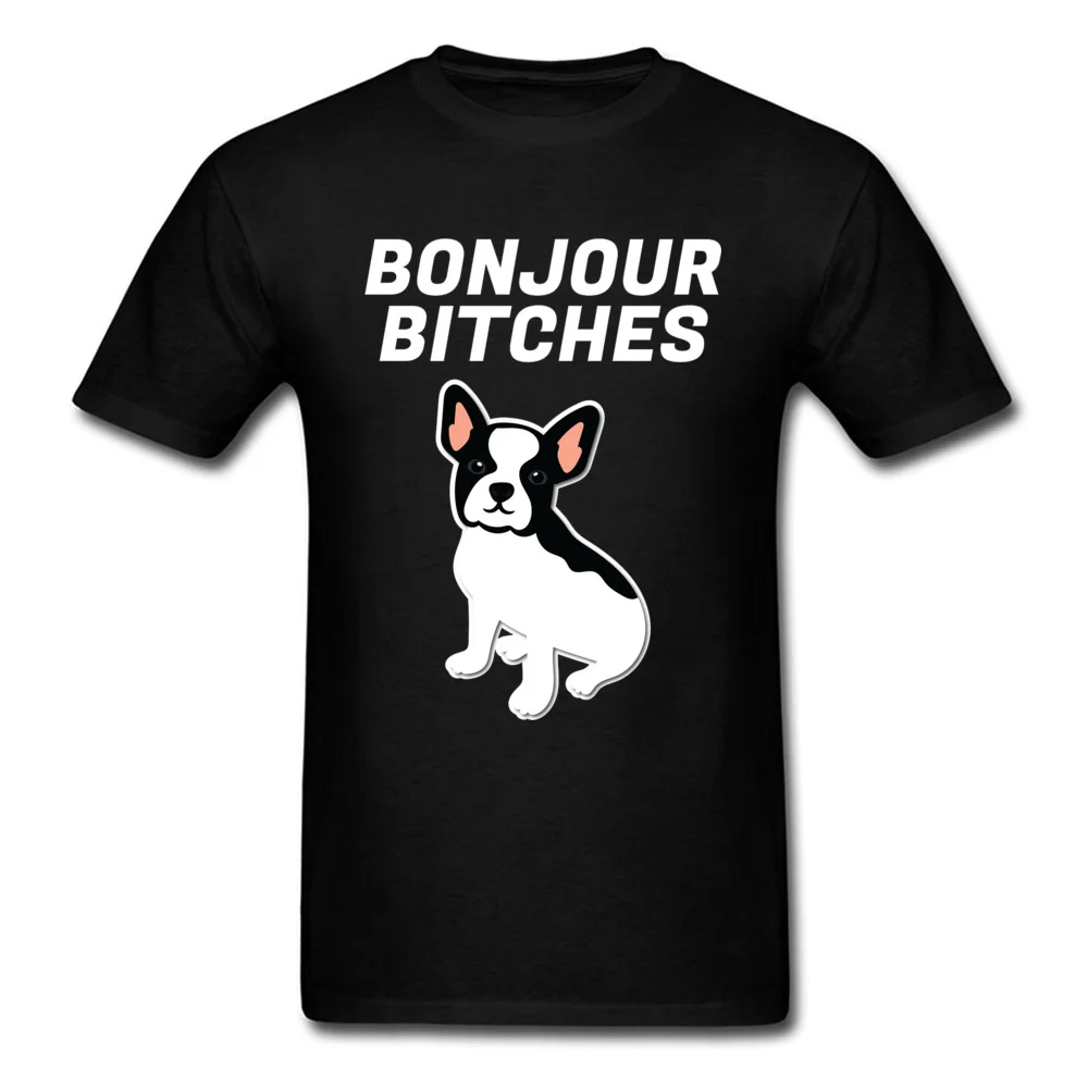 

Bonjour French Bulldog Simple Style Tshirts Percent Cotton Round Collar Youth Tops T Shirt Man Summer Sweatshirts Love Day