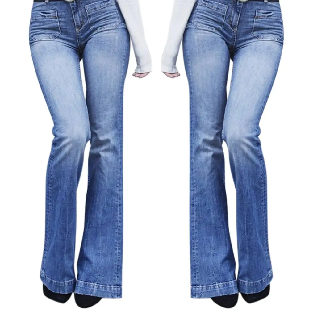 2019 New Yfashion Women Bell-Bottoms Jeans High Waist Slim Fit Denim Pants Trousers for Ladies