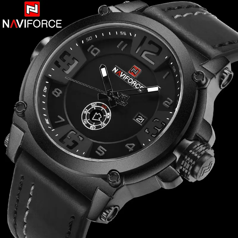 NAVIFORCE мужские часы Роскошные военные спортивные кварцевые классические кожаные
