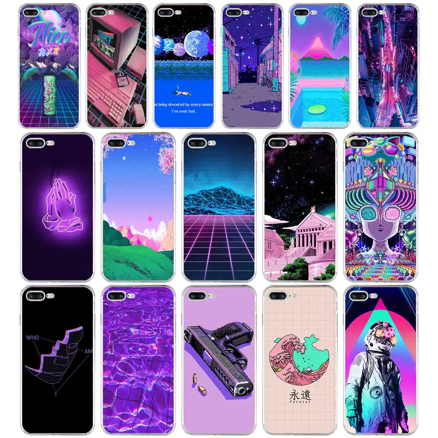 129SD Vaporwave Estetika Lembut TPU Silikon Case Penutup Untuk Apple Iphone 6 6 S 7 Plus Case Setengah Dibungkus Kasus AliExpress