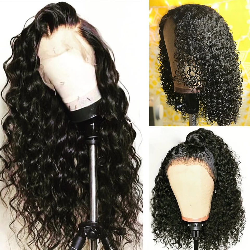 

Lumiere Hair Brazilian Deep Wave Human Hair Wigs 360 Lace Frontal Wig With Baby Hair Pre-Plucked Remy Lace Wig Natural Black