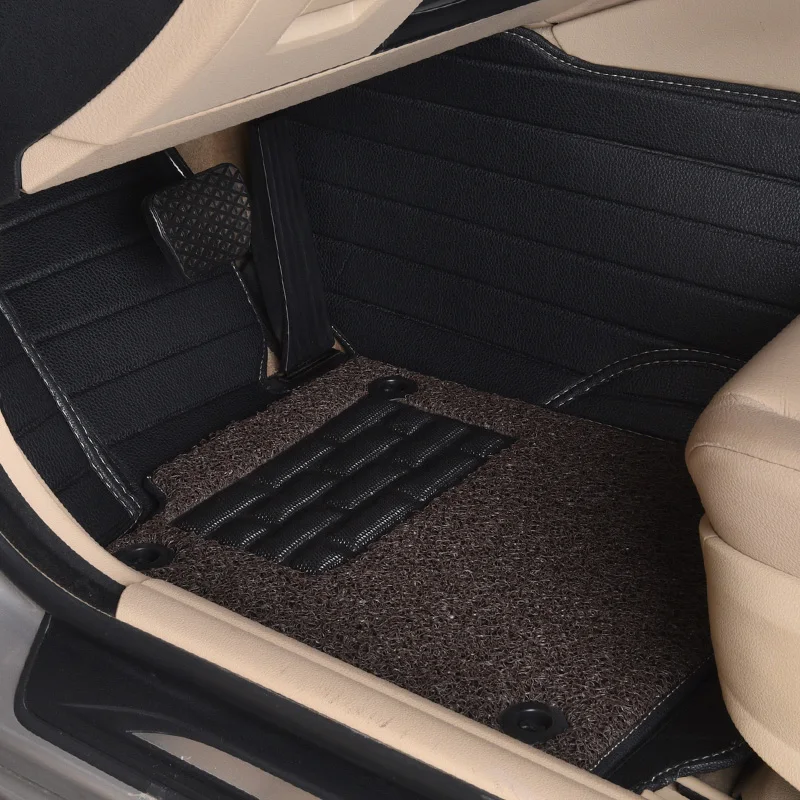 

Custom Fit Strip Double Layer Car Floor Mats Waterproof Odorless Leather Car Mats Wire Floor Carpets Sedan Floor Rugs J03