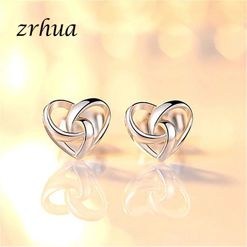 ZRHUA, 925 пробы, серебряная звезда, простые серьги-гвоздики для девочек и женщин, подарок, персонализированное, полое сердце, милое Свадебная вечеринка, ювелирные изделия