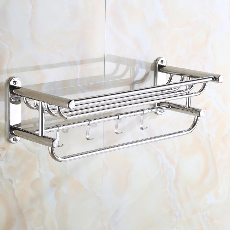 

Towel Rack Stainless Steel 304 Towel Bar Bathroom Shelf Bathroom Towel Rack with Hooks European Bathroom Hardware Accessories