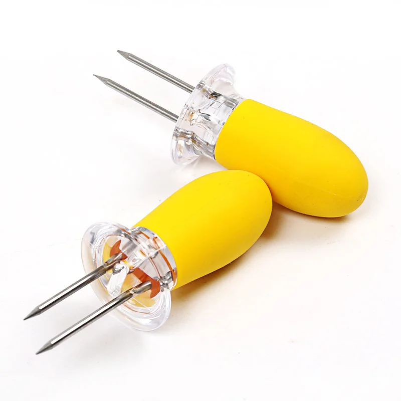 

4pcs Creative Stainless Steel Corn Holder BBQ Food Skewers Needle Prongs Grill Tongs Hot Dog Meat Forks Kitchen Accessories
