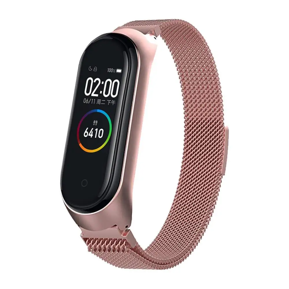 Ремешок Миланская петля из нержавеющей стали для Xiaomi Mi Band 4 магнитный браслет