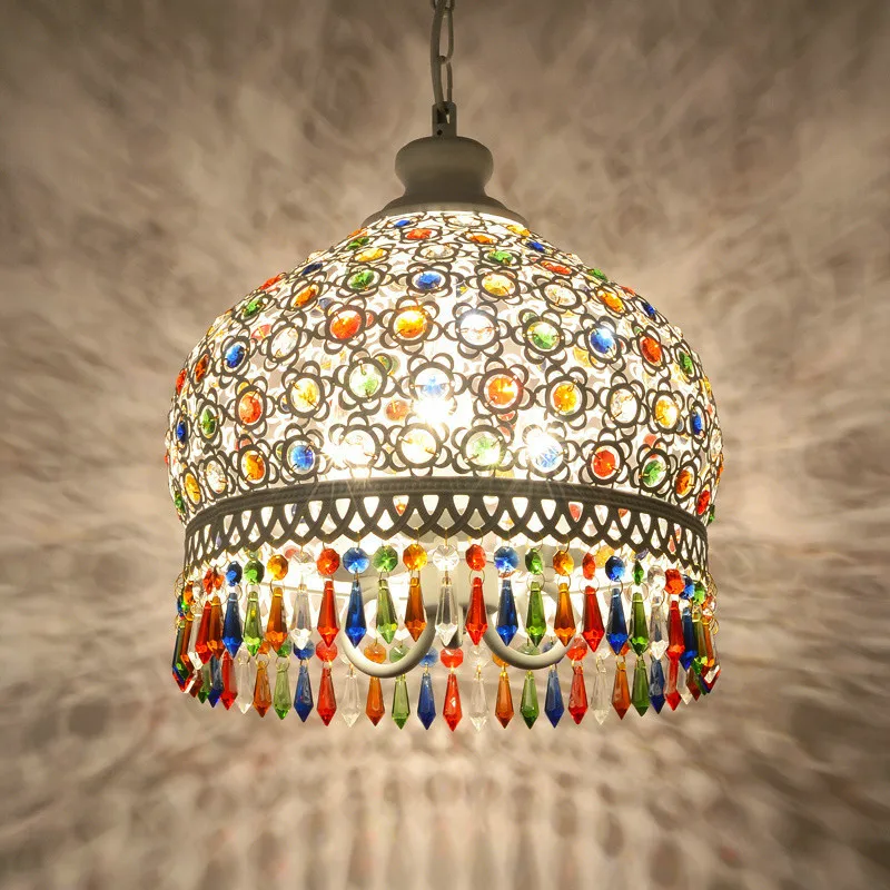 

Bohemian Suspension lamp white blue crystal Pendant Light bedroom dining room lamp creative room Pendant Home Lighting AL379
