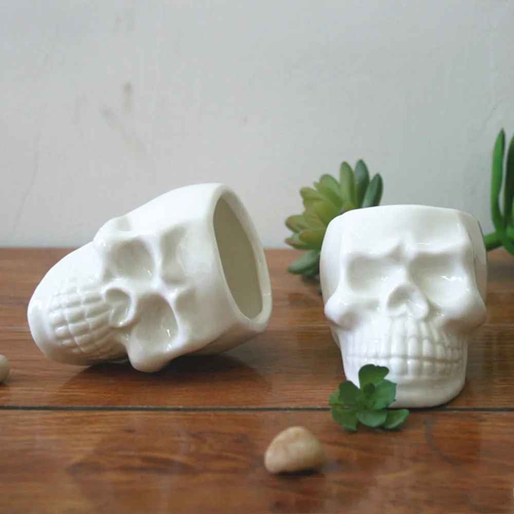 

Skull Ceramic Flowerpot Bulbasaur Planter Cute Green Succulent Plants Decor