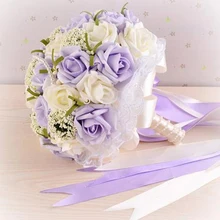 Великолепные Свадебные цветы Свадебные букеты цвета слоновой кости белый розовый искусственный свадебный букет кристалл сверкающий жемчуг buque de noiva