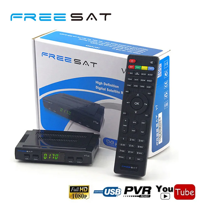 Freesat V7 HD FTA DVB-S2 Спутниковые антенны Поддержка powervu CCcam YouPorn с USB Wi-Fi Dongle |