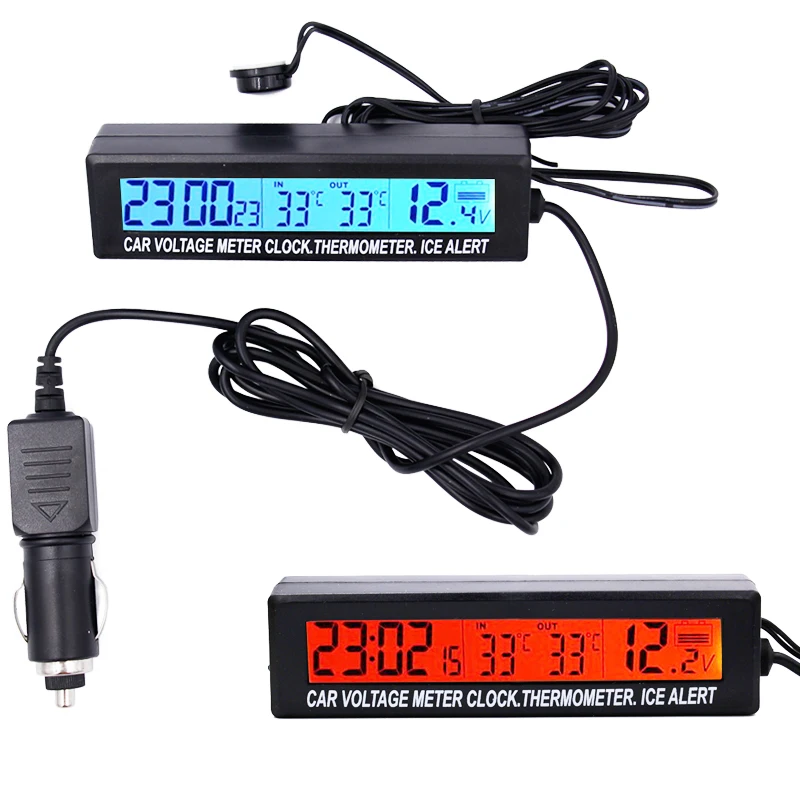 3 in 1 Multifunctional Digital LCD Screen Car voltage clock thermometer