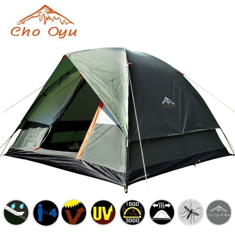 Billig 3 4 Person Camping Zelt Dual Schicht Windschutz Wasserdichte Anti UV Tourist Zelte für Angeln Wandern Strand Reise 3 saison Zelt