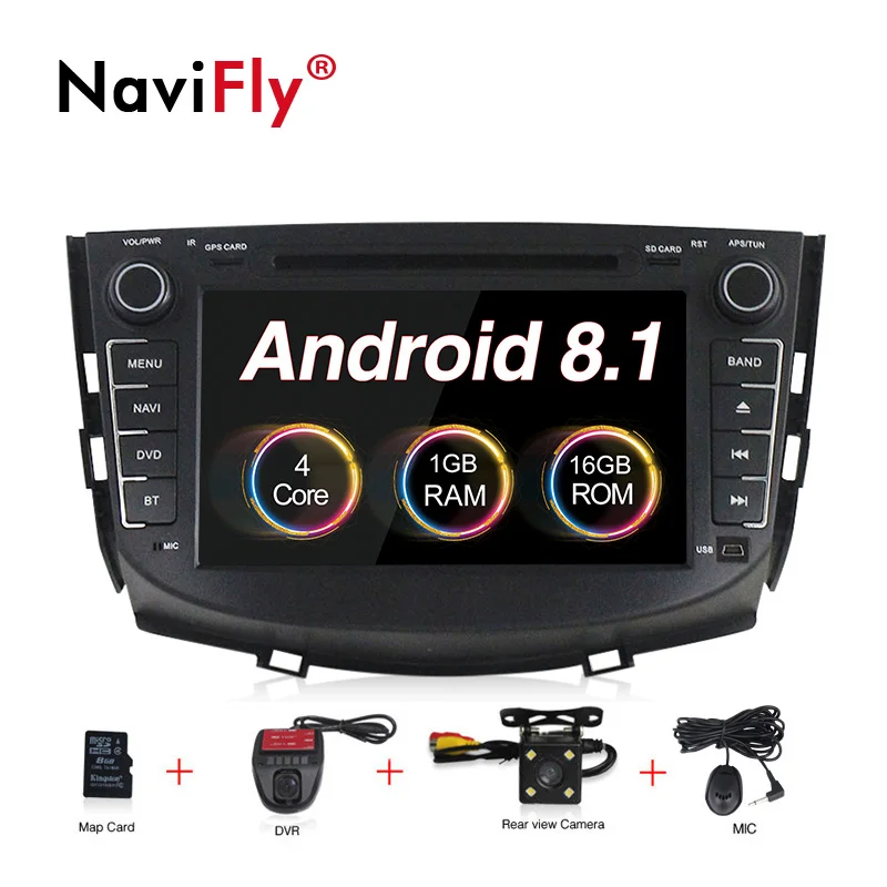 NaviFly Android 8,1 Автомагнитола gps для Lifan X60 с dvd Мультимедиа Стерео плеером 8 дюймов 2 din головное устройство 1080P HD 2 Din wifi FM - Цвет: car dvd camera DVR