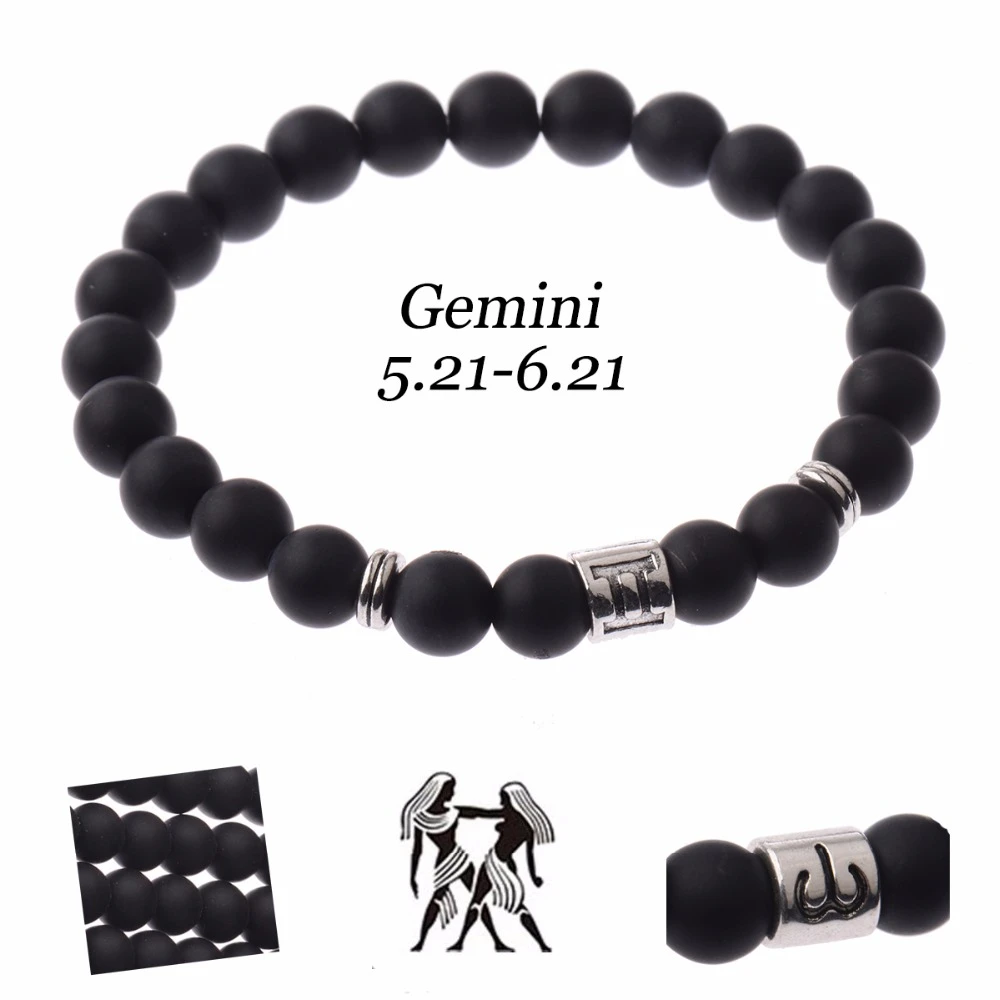 12 constellation Bracelet Men Black Beaded Lava Stone Bracelet Fashion Bracelets