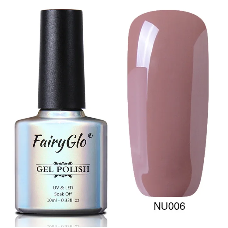 FairyGlo 10ml UV Gel Nail Polish Rose Gold Glitter Sequins Soak Off UV Gel Varnish Nude Color Nail Gel Polish Nail Art Laquer - Цвет: 06