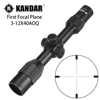 

KANDAR 3-12X40 AOQ First Focal Plane Hunting Riflescopes Red Green Illuminated P4 Glass Etched Reticle Turrets Lock Scope