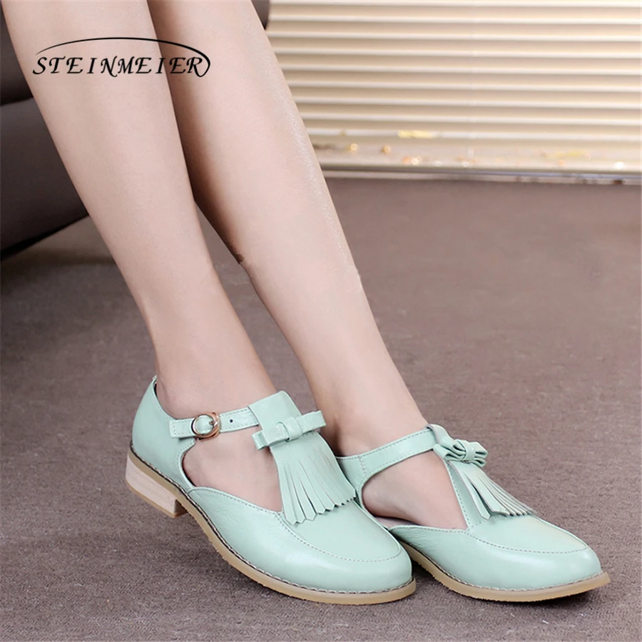 Buy Women genuine Leather oxford Sandals tassel shoes