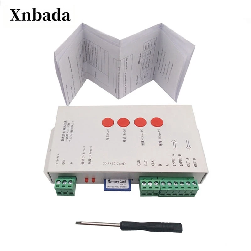 Цветная (RGB) T-1000S светодиодный контроллер SD карты контроллер пикселей для WS2801 WS2811 WS2812B LPD6803 SK6812 светодиодные полосы DC5-24V