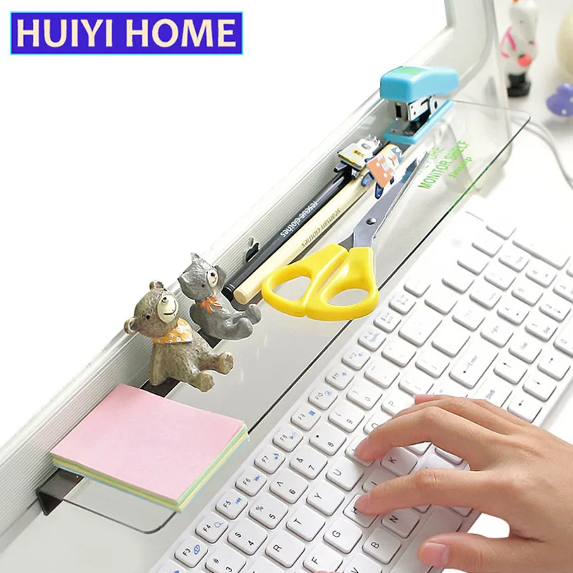 

Computer Monitor Storage Racks Acrylic Creative Desktop Stationery Organizer Transparent Sundries Storage Shelf EGB023