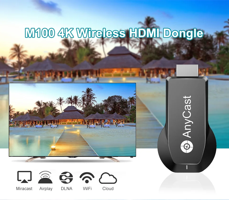 

AnyCast M100 TV Stick 2.4G/5G Dual Band WiFi 4K Display TV Dongle Display Receiver Airplay DLNA Mirroring PK AnyCast M2
