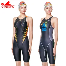 Yingfa профессиональный купальник для соревнований для женщин и девочек, Цельный купальник, детский тренировочный купальник, гоночный купальник до колена
