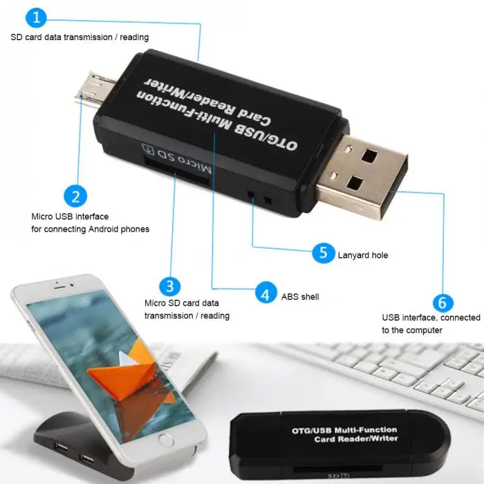 SD Card Reader Micro USB OTG USB 2,0 Многофункциональный 3 в 1 адаптер для ноутбуков Android телефон EM88
